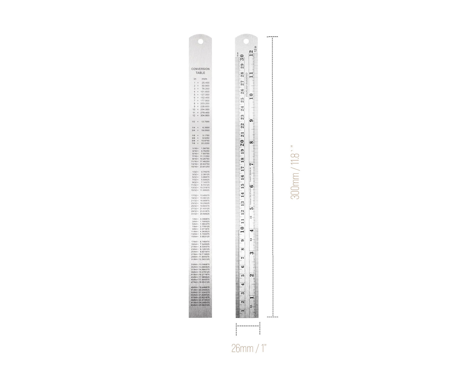 DURI | Metal Straight Edge Rulers, Steel Ruler, 12inch/30cm Double-sided Stainless Steel Metric System Rulers, Precision Measuring Hand Tool